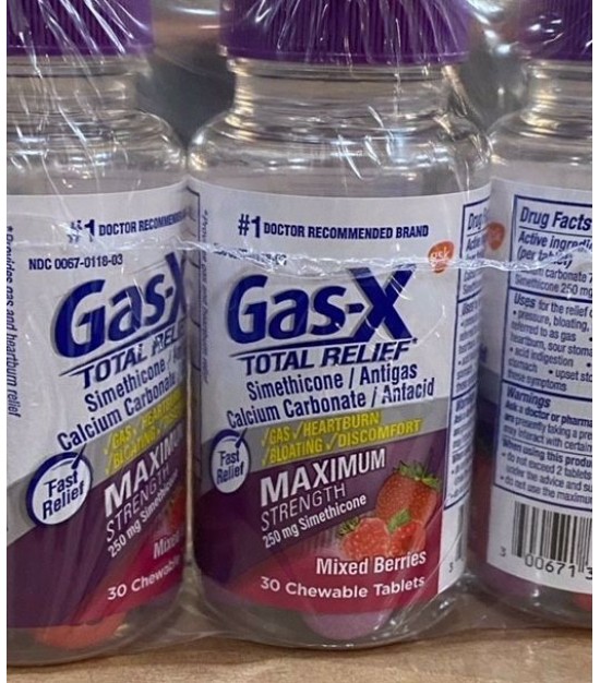 Gas-X 30CT Total Relief Maximum Strength Chewable Tablets. 7680 Bottles. EXW Los Angeles 